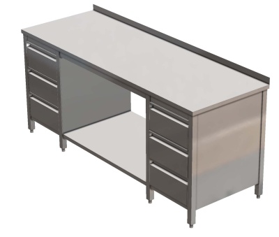Arbeitstisch mit Grundboden + Schubladenblock rechts und links - Lieferung inklusive